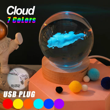 Luz nocturna de bola de cristal de nube