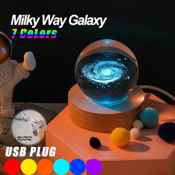 Luz nocturna de bola de cristal de galaxia