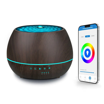 Difusor de aceites esenciales inteligente con WiFi de 500 ml | Control por app Tuya y Alexa + 7 colores LED