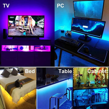Tira de luces LED RGB 5050 de 5 V | Control inteligente por WiFi y Bluetooth | Retroiluminación de TV USB