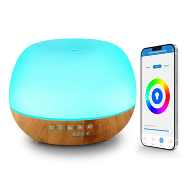 Difusor de aroma inteligente con wifi de 500 ml | Control por Tuya y Alexa + 7 luces LED de ambiente
