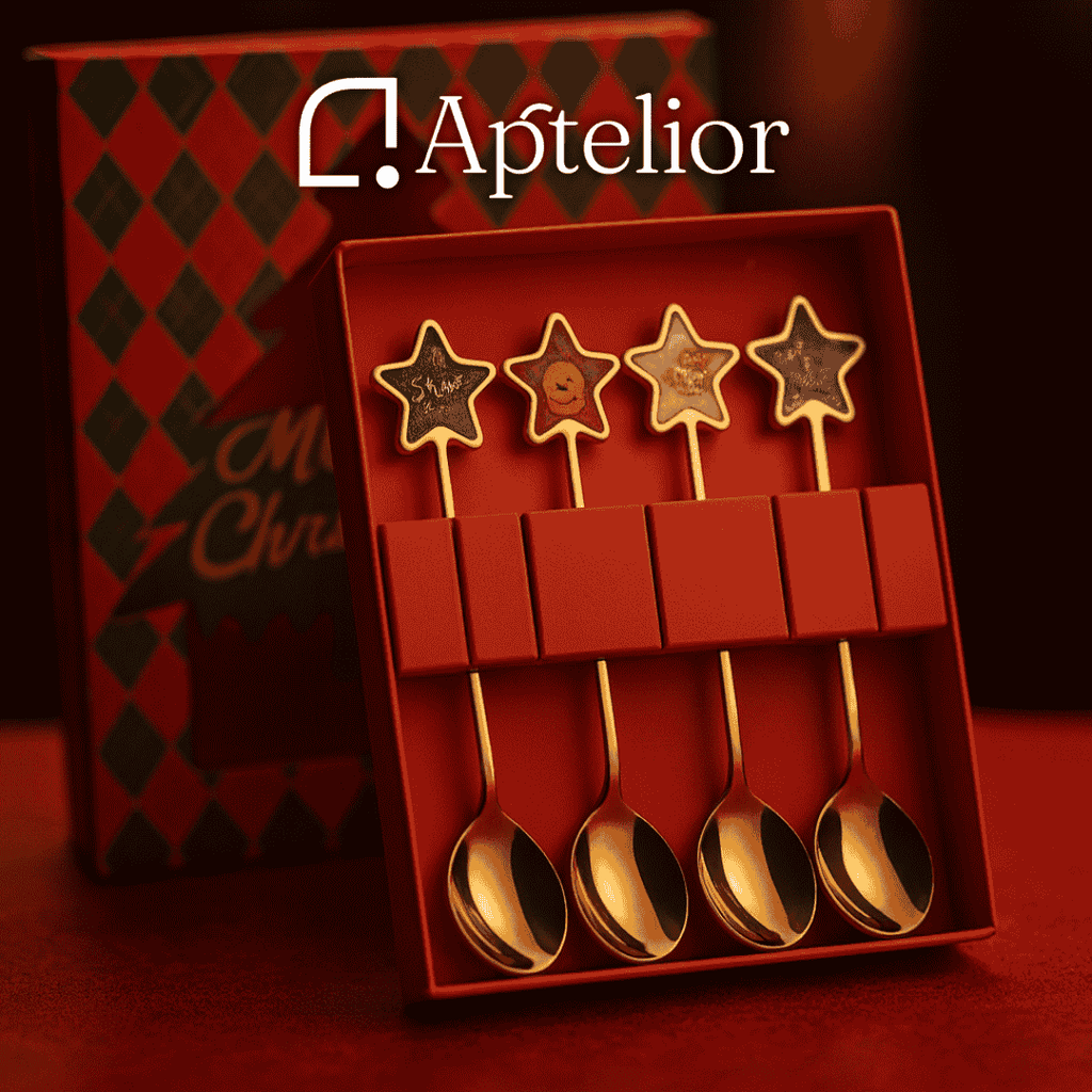 Aptelior Festive Spoon & Fork Set™ – Weihnachtsbesteck aus Edelstahl