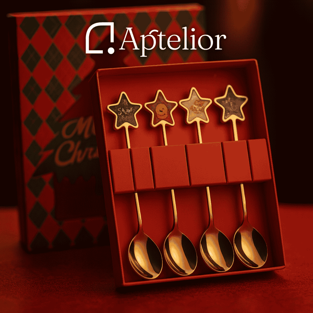 Aptelior Festive Spoon & Fork Set™ – Weihnachtsbesteck aus Edelstahl