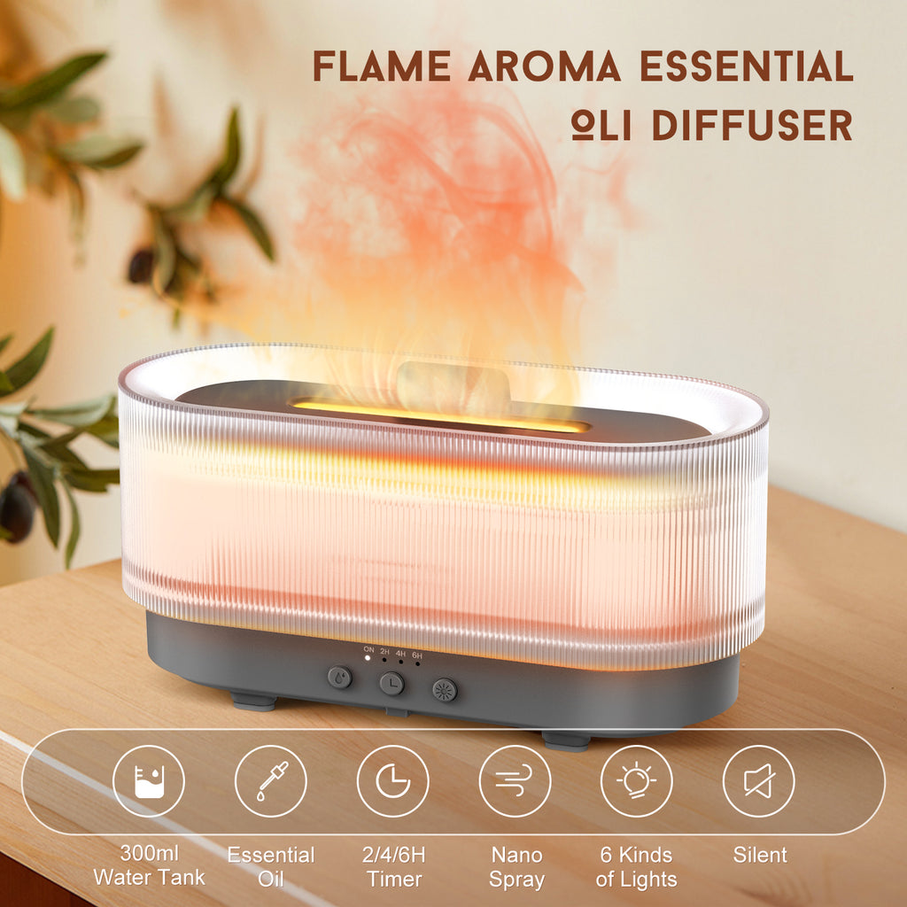 Flame Effect Aroma Diffuser (Ultrasonic Humidifier, Essential Oils)