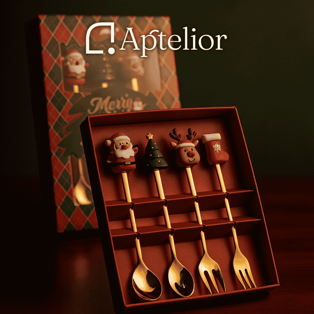 Aptelior Festive Spoon & Fork Set™ – Weihnachtsbesteck aus Edelstahl