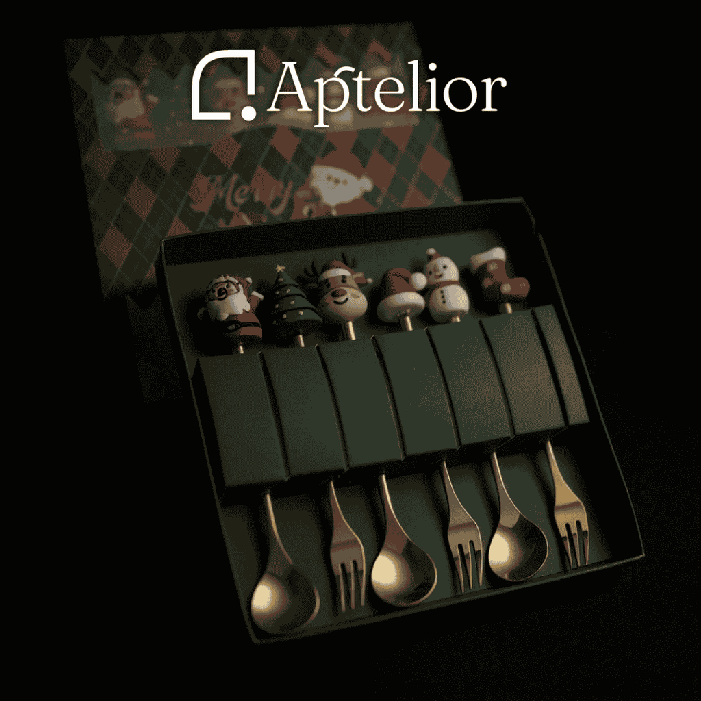 Aptelior Festive Spoon & Fork Set™ – Weihnachtsbesteck aus Edelstahl