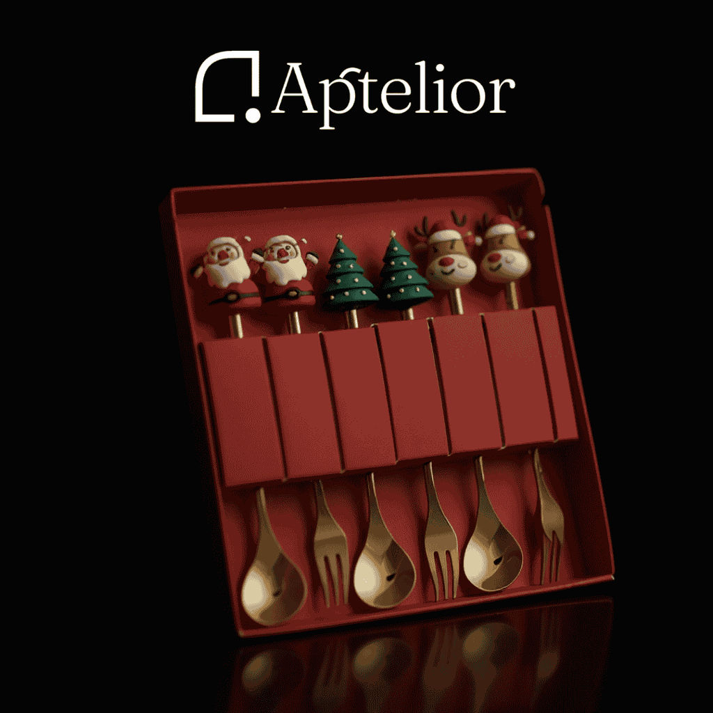 Aptelior Festive Spoon & Fork Set™ – Weihnachtsbesteck aus Edelstahl