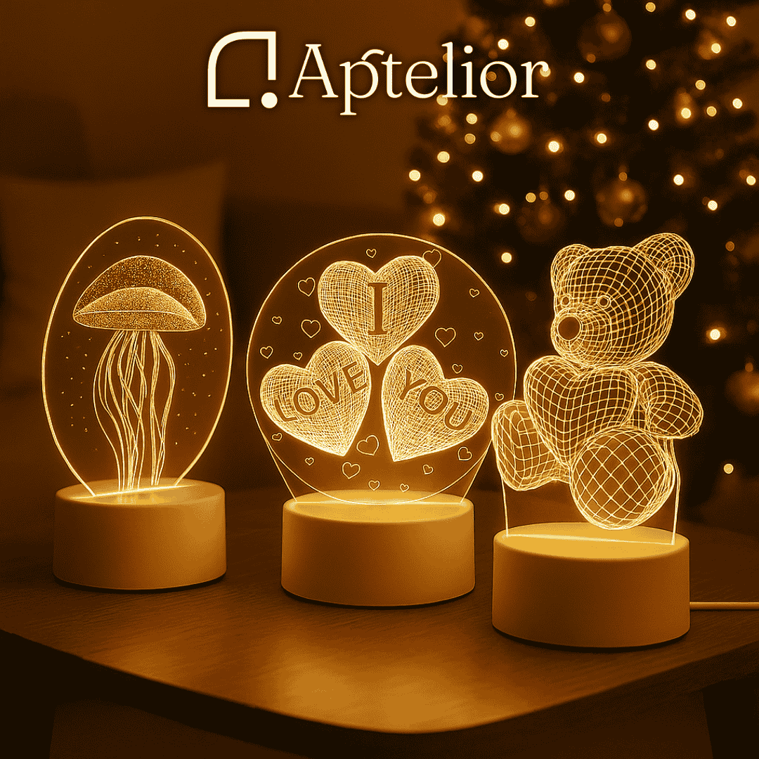 Aptelior IlluShape™ – Luz nocturna LED acrílica 3D con ilusión 