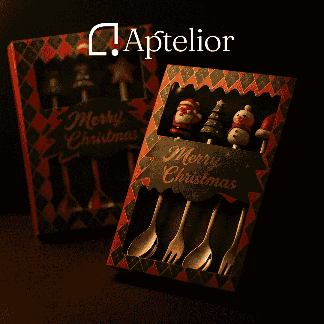 Aptelior Festive Spoon & Fork Set™ – Weihnachtsbesteck aus Edelstahl