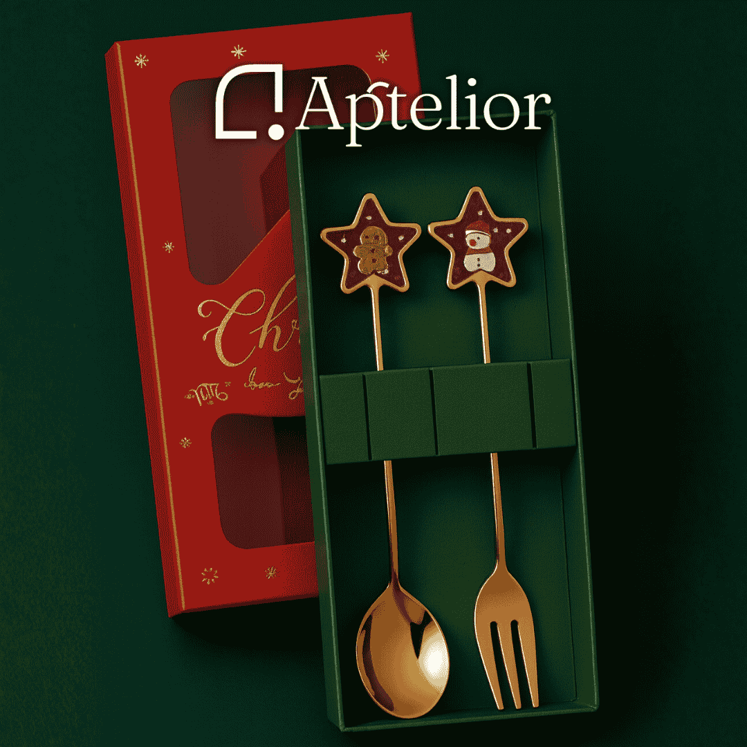 Aptelior Festive Spoon & Fork Set™ – Weihnachtsbesteck aus Edelstahl