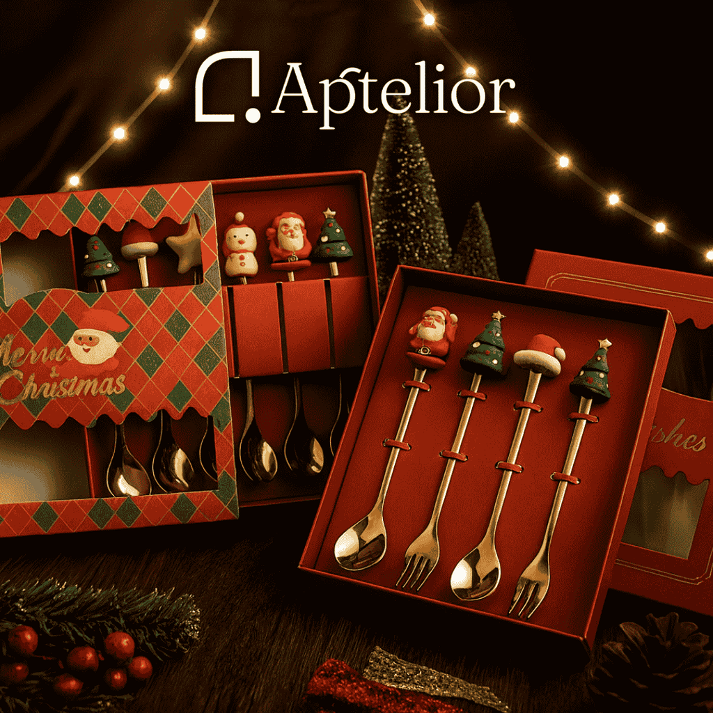 Aptelior Festive Spoon & Fork Set™ – Weihnachtsbesteck aus Edelstahl