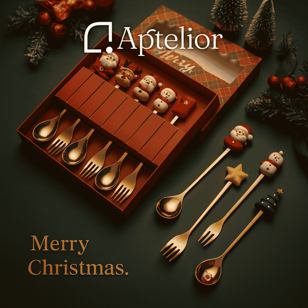 Aptelior Festive Spoon & Fork Set™ – Christmas Stainless Steel Cutlery