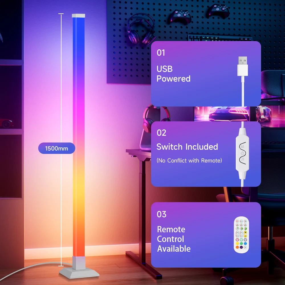 Smart RGB Floor Lamp (Remote, App, Mood Light, Dimmable)