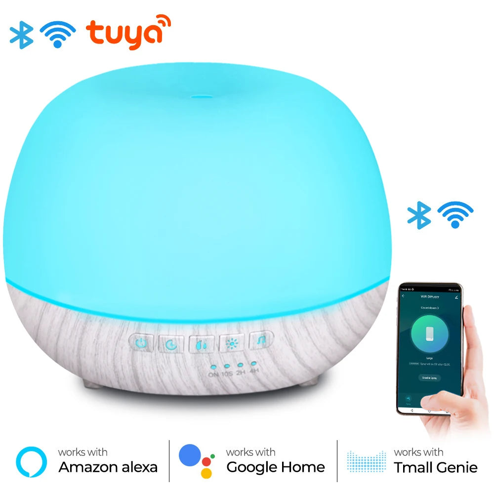 Smart WiFi Aroma Diffuser 500ml | Tuya & Alexa Control + 7 LED Mood Lights