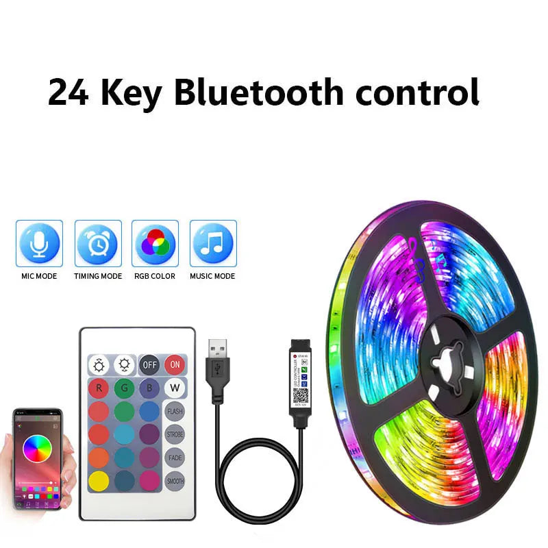 RGB LED Strip Light 5V 5050 | Smart WiFi & Bluetooth App Control | USB TV Backlight