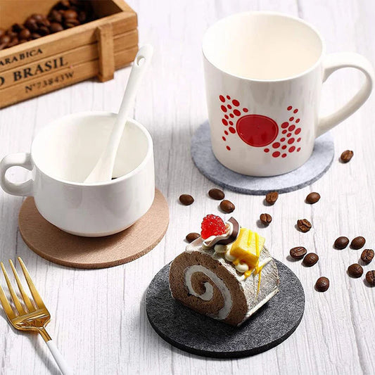 Conjunto de bases para copos redondas em feltro (10 peças) 
