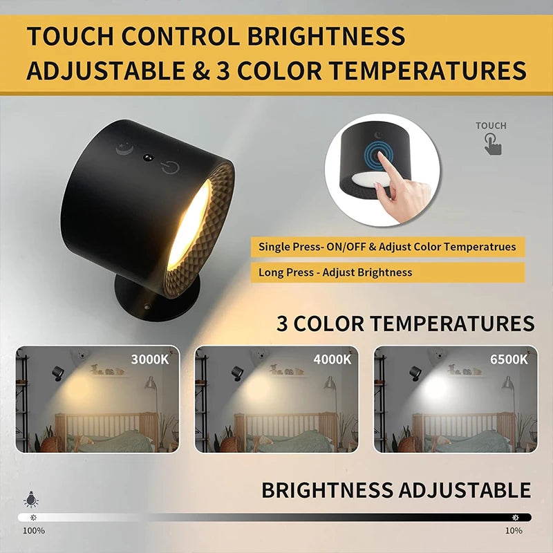 Double-Head Touch Wall Light (USB, Remote, 360°)