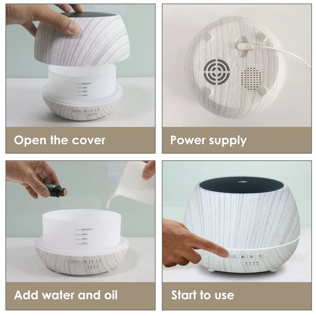 Smart WiFi Essential Oil Diffuser 500ml | Tuya & Alexa App Control + 7 LED Colors