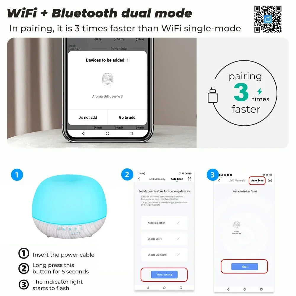Smart WiFi Aroma Diffuser 500ml | Tuya & Alexa Control + 7 LED Mood Lights