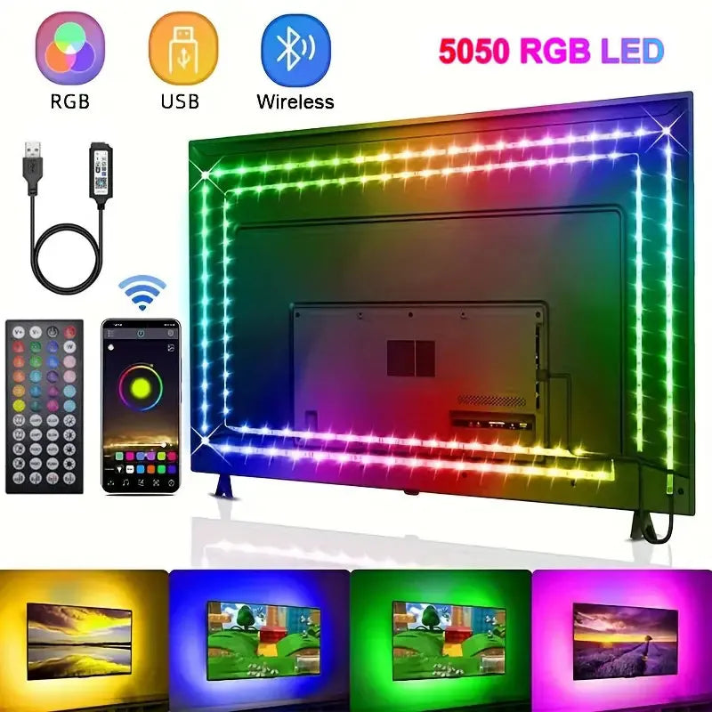 RGB LED Strip Light 5V 5050 | Smart WiFi & Bluetooth App Control | USB TV Backlight
