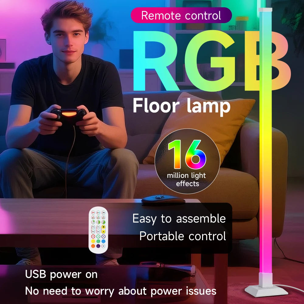 Smart RGB Floor Lamp (Remote, App, Mood Light, Dimmable)