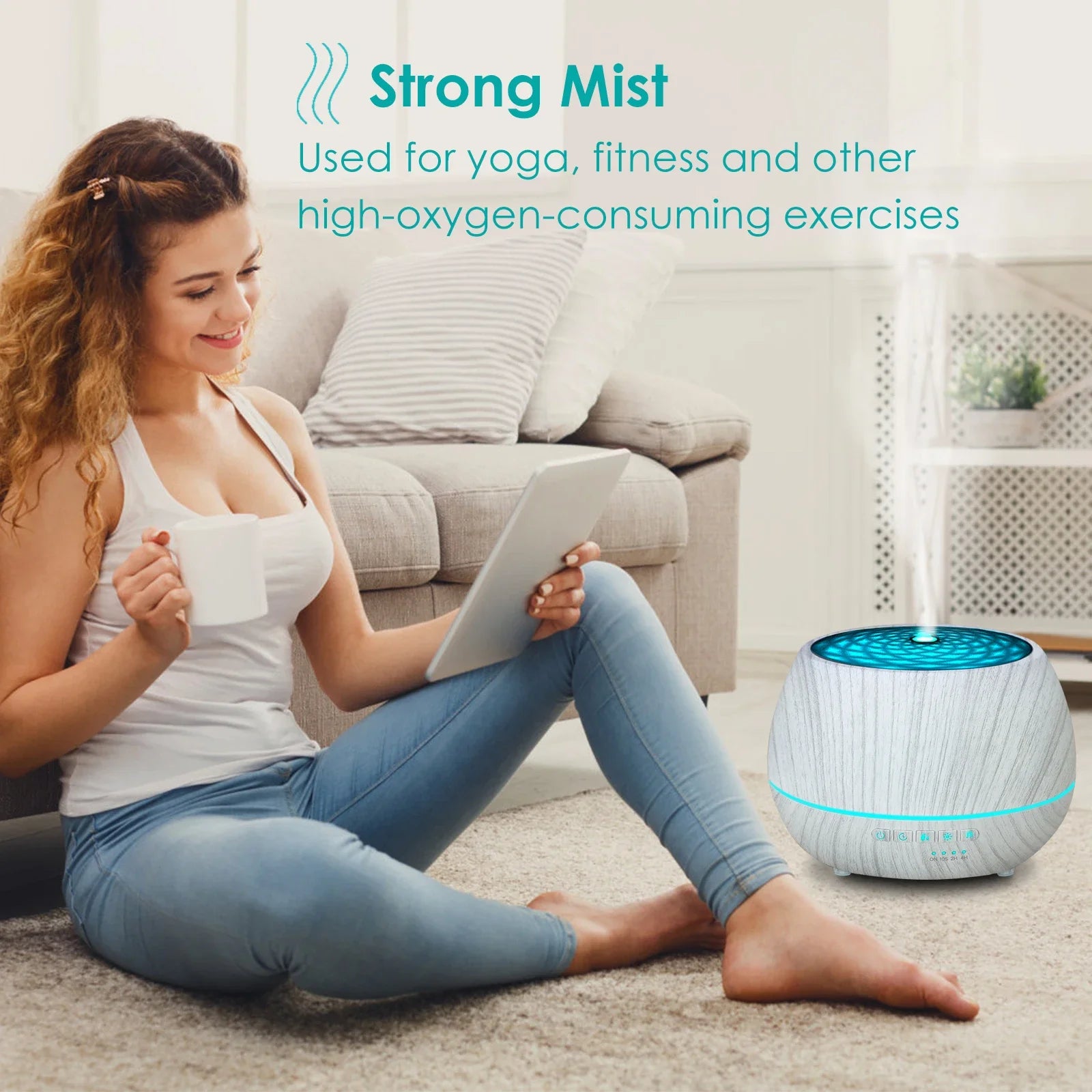 Smart WiFi Essential Oil Diffuser 500ml | Tuya & Alexa App Control + 7 LED Colors