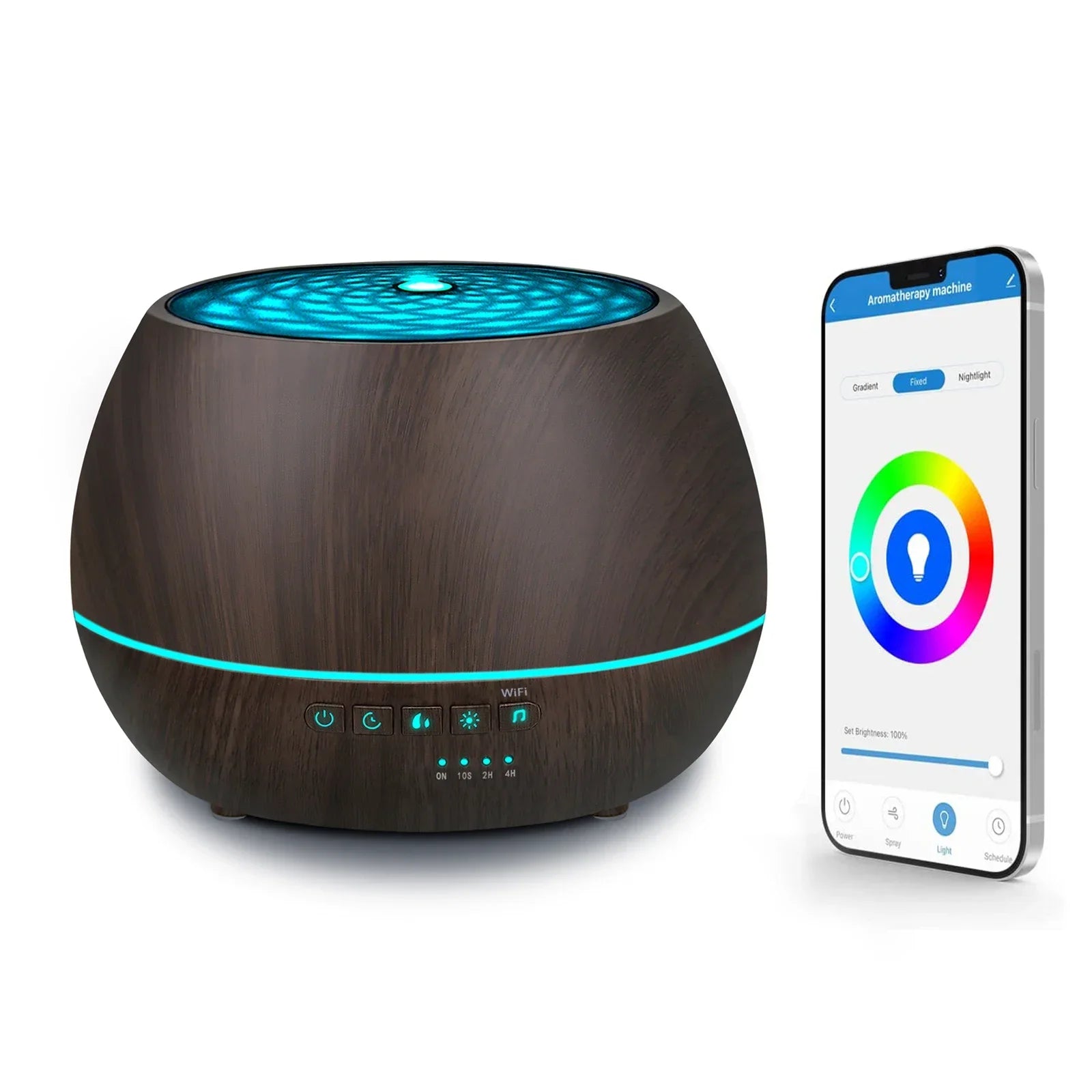 Difusor de aceites esenciales inteligente con WiFi de 500 ml | Control por app Tuya y Alexa + 7 colores LED