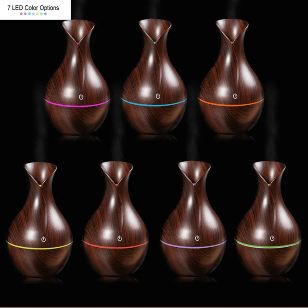 Wood Grain Aroma Diffuser & Humidifier (USB, LED, Ultrasonic)
