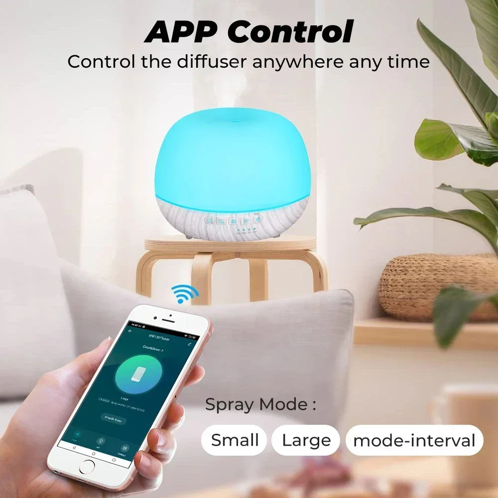 Smart WiFi Aroma Diffuser 500ml | Tuya & Alexa Control + 7 LED Mood Lights