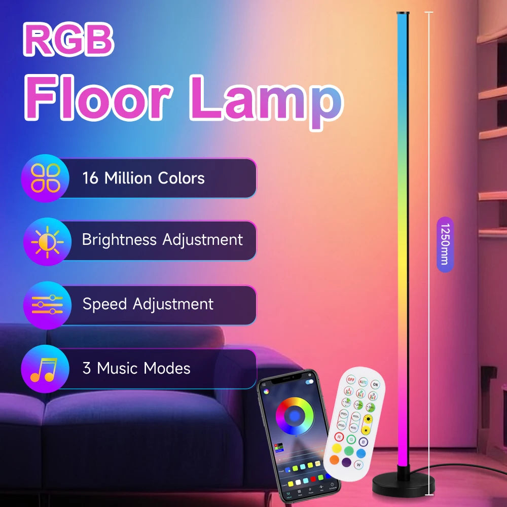 Smart RGB Floor Lamp (Remote, App, Mood Light, Dimmable)