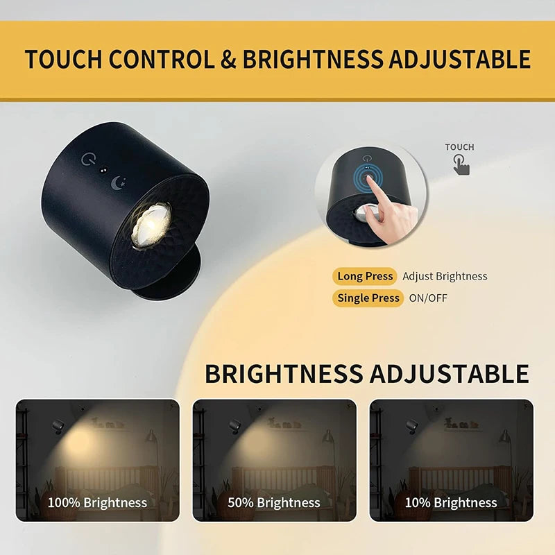 Double-Head Touch Wall Light (USB, Remote, 360°)