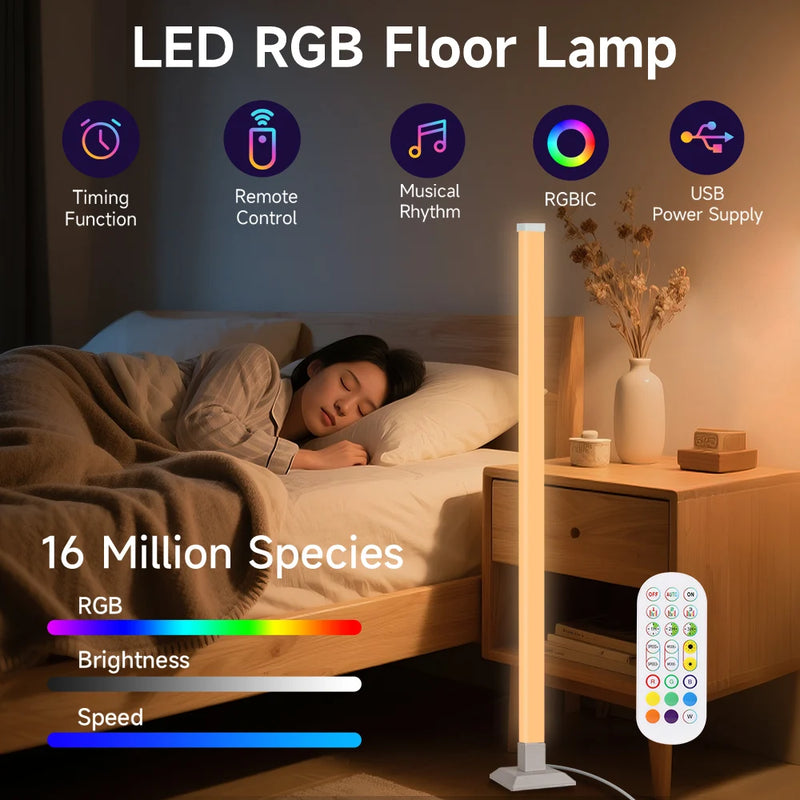 Smart RGB Floor Lamp (Remote, App, Mood Light, Dimmable)