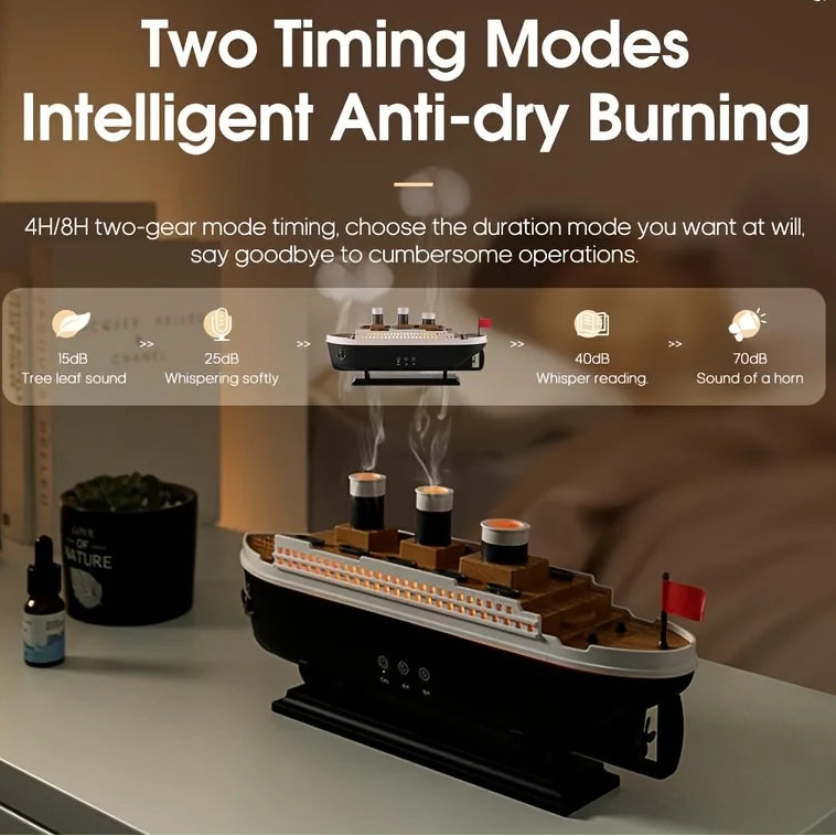 Aptelior OceanMist™ – 250ml Titanic Ship Air Humidifier & Aroma Diffuser
