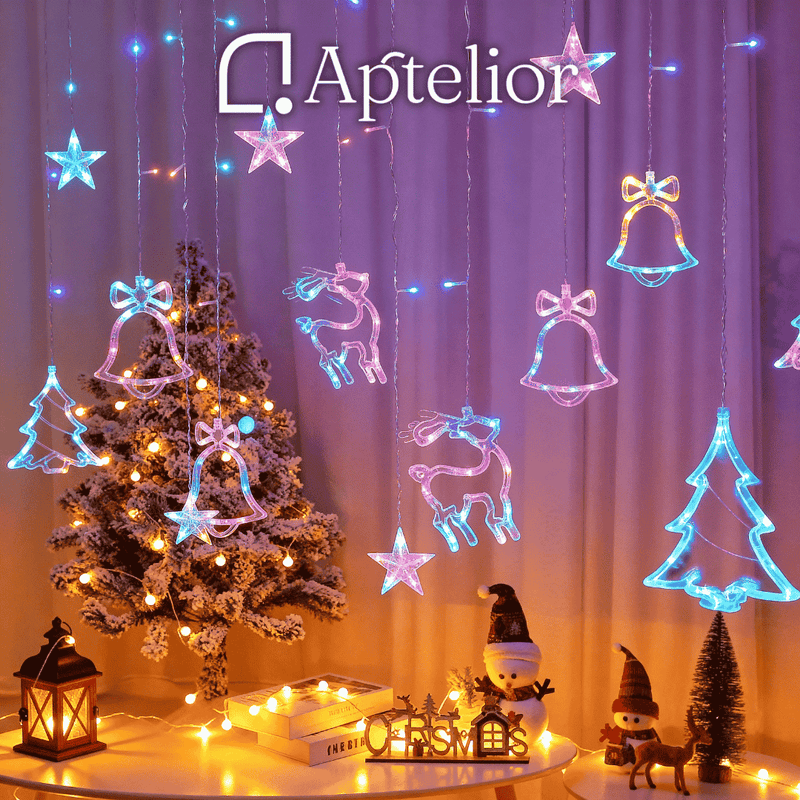 Aptelior LumiCurtain™ – Warm White Christmas LED Fairy Curtain Lights