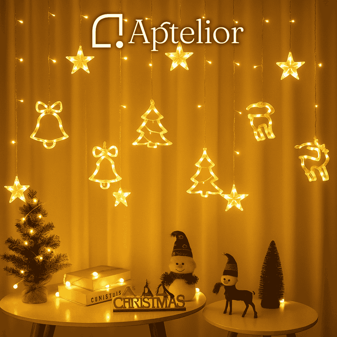 Aptelior LumiCurtain™ – Warm White Christmas LED Fairy Curtain Lights