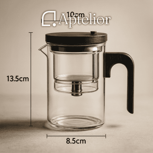 Aptelior One-Click Silentea™ — Magnetische Glas-Infusionsteekanne