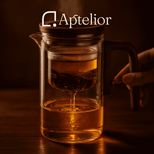 Aptelior One-Click Silentea™ — Magnetische Glas-Infusionsteekanne