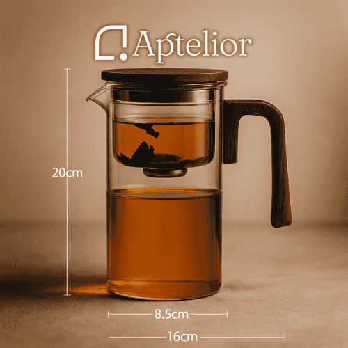 Aptelior One-Click Silentea™ — Magnetische Glas-Infusionsteekanne