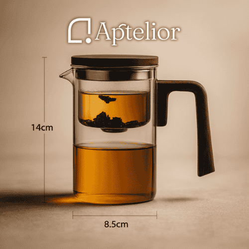 Aptelior One-Click Silentea™ — Magnetische Glas-Infusionsteekanne