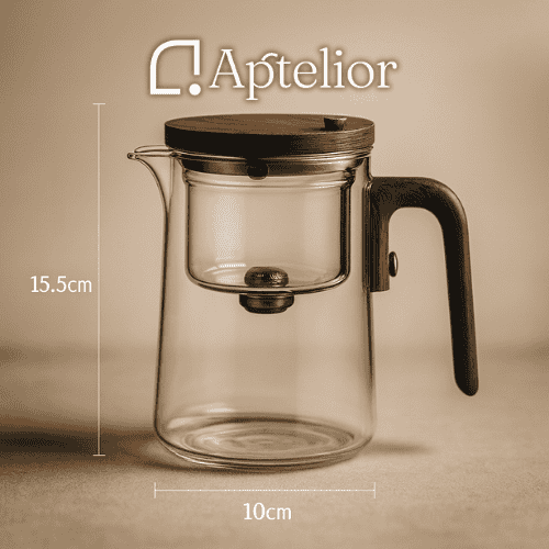 Aptelior One-Click Silentea™ — Magnetische Glas-Infusionsteekanne