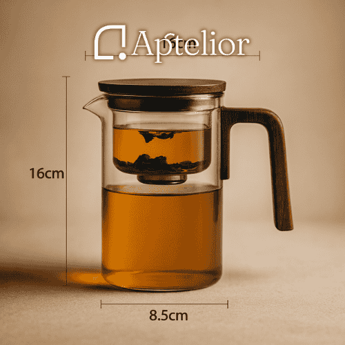 Aptelior One-Click Silentea™ — Magnetische Glas-Infusionsteekanne